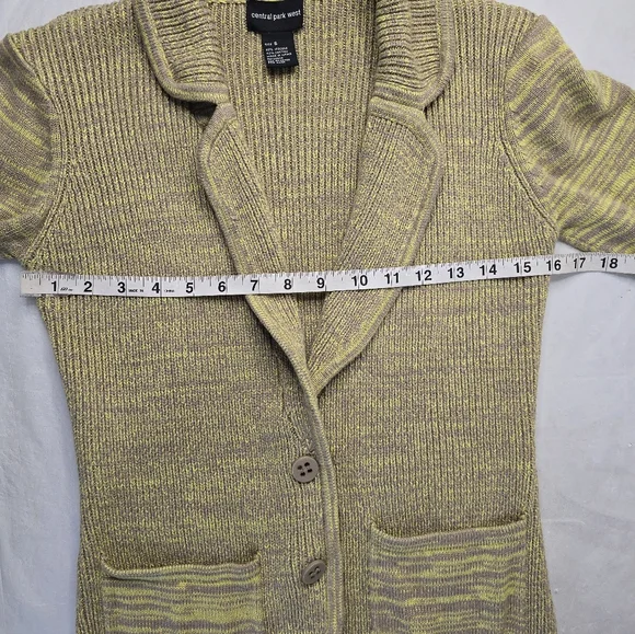 Central Park West Cardigan Sweater Ribbed Marled Olive Taupe Boho Lagenlook S - Picture 10 of 12